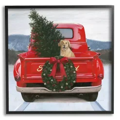 Best Kirklands Home Gold Pup in a Red Truck Framed Art Print