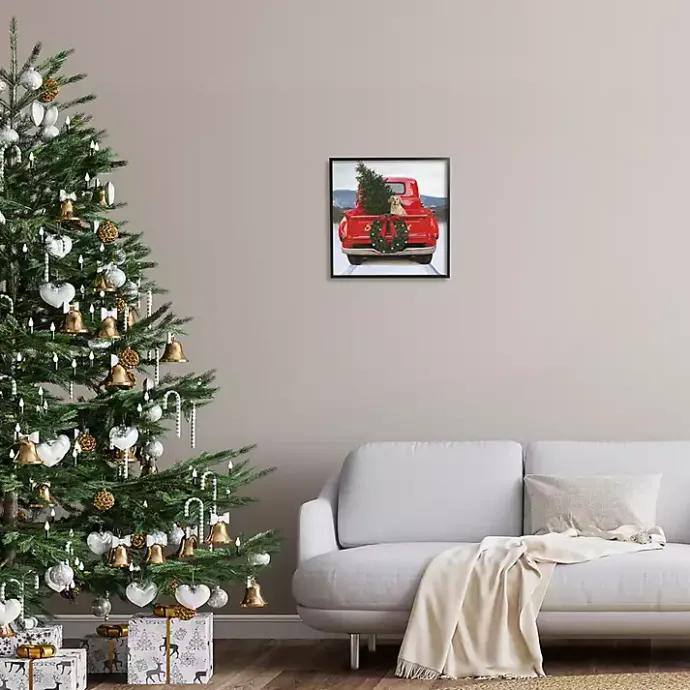 Best Kirklands Home Gold Pup in a Red Truck Framed Art Print