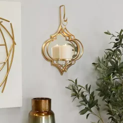 Sale Kirklands Home Quatrefoil Mirrored Wall Sconce Gold