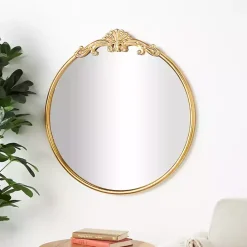 Best Kirklands Home Gold Round Baroque Wall Mirror
