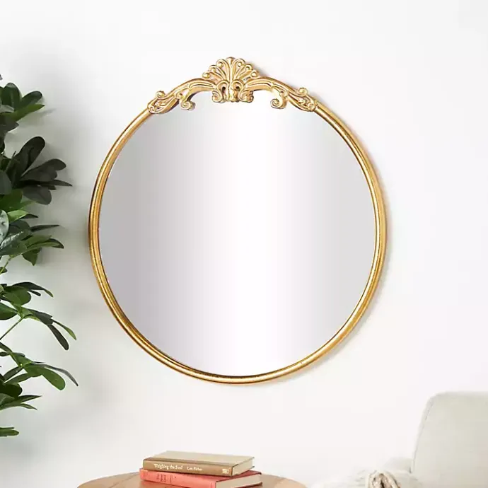 Best Kirklands Home Gold Round Baroque Wall Mirror
