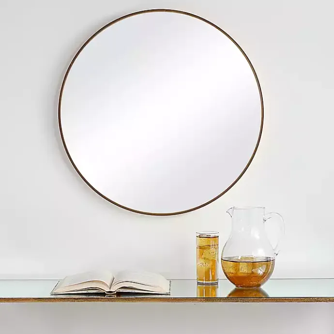 Best Kirklands Home Gold Round Simple Frame Large Wall Mirror