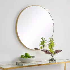 Online Kirklands Home Round Simple Frame Medium Wall Mirror Gold