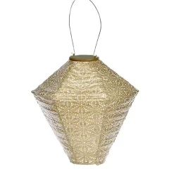 Best Kirklands Home Sashiko Diamond Hanging LED Outdoor Lantern Gold