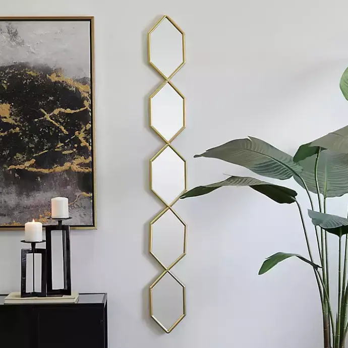 Best Kirklands Home Slim Stacked Hexagons Wall Mirror Gold