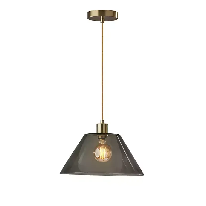 Best Kirklands Home Gold Smoked Glass Pendant Light