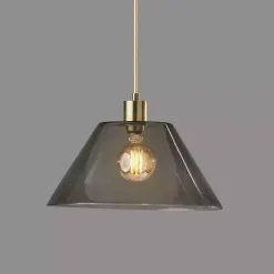 Best Kirklands Home Gold Smoked Glass Pendant Light