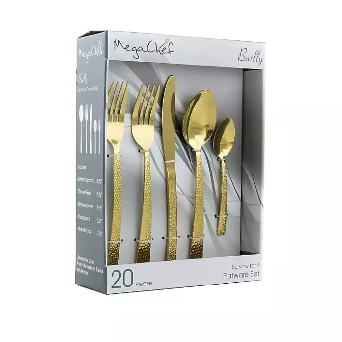 New Kirklands Home Stainless Steel 20-pc. Flatware Set Gold