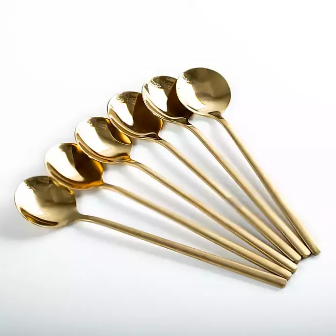 New Kirklands Home Stainless Steel Spoons, Set of 6 Gold