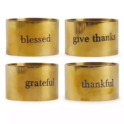 Best Kirklands Home Gold Stamped Harvest Napkin Rings, Set of 4