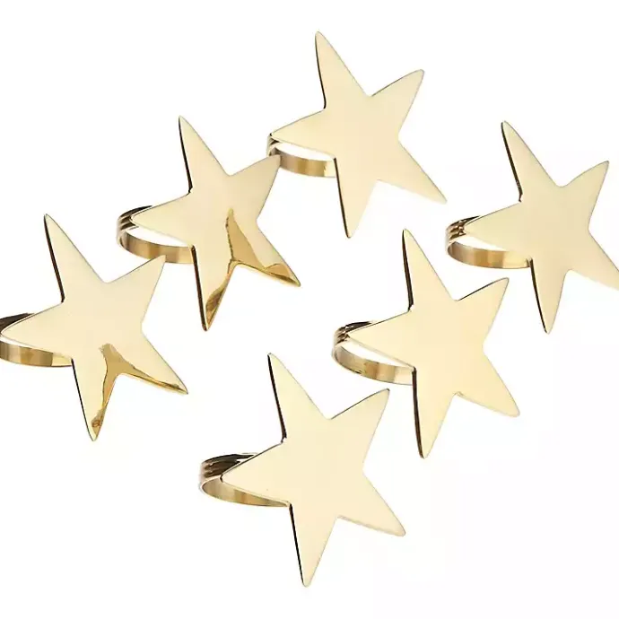 Discount Kirklands Home Gold Star Napkin Rings, Set of 6