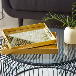 New Kirklands Home Sun Star 2-pc. Mirrored Tray Set Gold