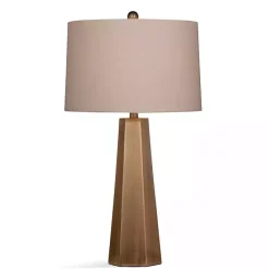 Sale Kirklands Home Gold Tapered Hexagon Table Lamp Tan
