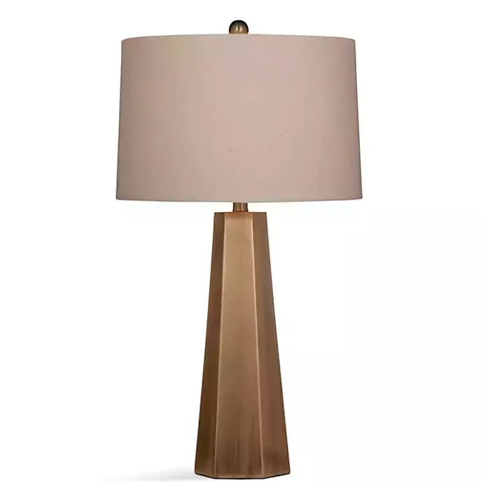Sale Kirklands Home Gold Tapered Hexagon Table Lamp Tan