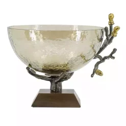 Hot Kirklands Home Gold Tipped Walnut Wood Glass Bowl