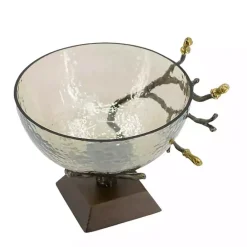 Hot Kirklands Home Gold Tipped Walnut Wood Glass Bowl