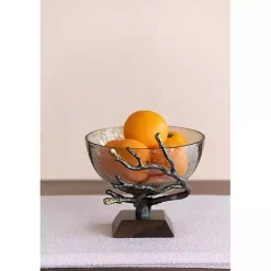 Hot Kirklands Home Gold Tipped Walnut Wood Glass Bowl