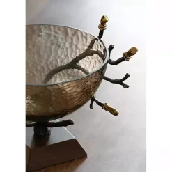 Hot Kirklands Home Gold Tipped Walnut Wood Glass Bowl