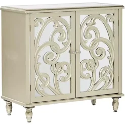 Sale Kirklands Home Wood Carved Scroll Mirrored Cabinet Gold