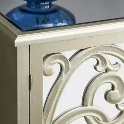 Sale Kirklands Home Wood Carved Scroll Mirrored Cabinet Gold