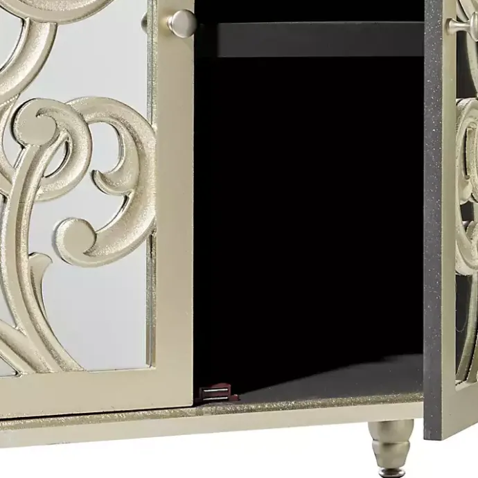 Sale Kirklands Home Wood Carved Scroll Mirrored Cabinet Gold