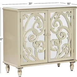 Sale Kirklands Home Wood Carved Scroll Mirrored Cabinet Gold