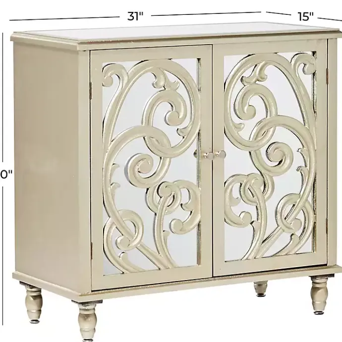 Sale Kirklands Home Wood Carved Scroll Mirrored Cabinet Gold