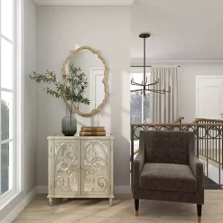 Sale Kirklands Home Wood Carved Scroll Mirrored Cabinet Gold