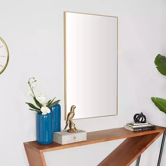 Sale Kirklands Home Gold Wood Rectangular Wall Mirror, 24x40 in.