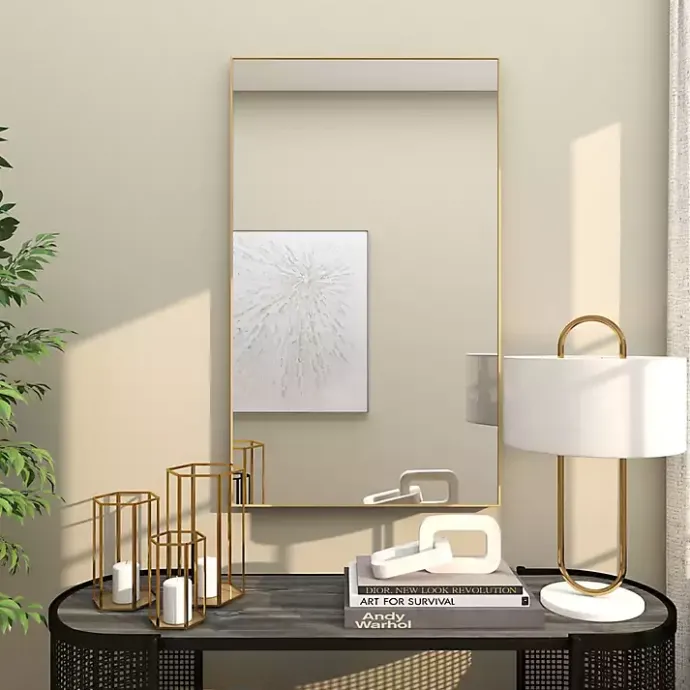 Sale Kirklands Home Gold Wood Rectangular Wall Mirror, 24x40 in.