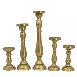 Online Kirklands Home Wood Spindle Taper Candle Holders, Set of 5 Gold