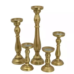 Online Kirklands Home Wood Spindle Taper Candle Holders, Set of 5 Gold