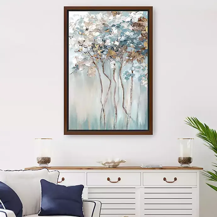 Best Kirklands Home Golden Blue Forest Framed Canvas Art Print