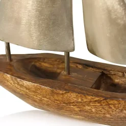 New Kirklands Home Golden Mango Wood Sailboat, 16 in.