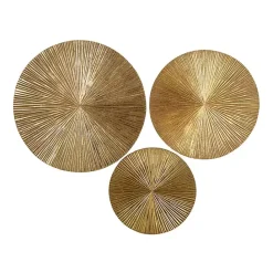 Outlet Kirklands Home en Ribbed Sunburst Wall Plates, Set of 3 Gold