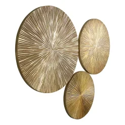 Outlet Kirklands Home en Ribbed Sunburst Wall Plates, Set of 3 Gold