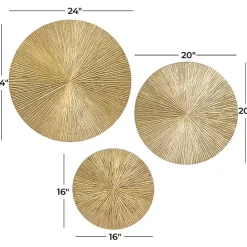 Outlet Kirklands Home en Ribbed Sunburst Wall Plates, Set of 3 Gold