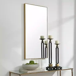 Clearance Kirklands Home Golden Simple Rectangular Frame Wall Mirror