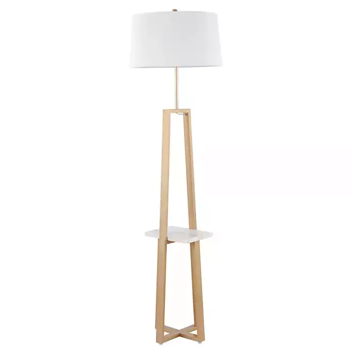 Online Kirklands Home Golden Triangle Marble Shelf Floor Lamp White