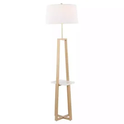 Online Kirklands Home Golden Triangle Marble Shelf Floor Lamp White