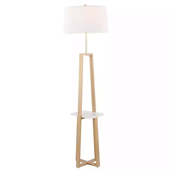 Online Kirklands Home Golden Triangle Marble Shelf Floor Lamp White