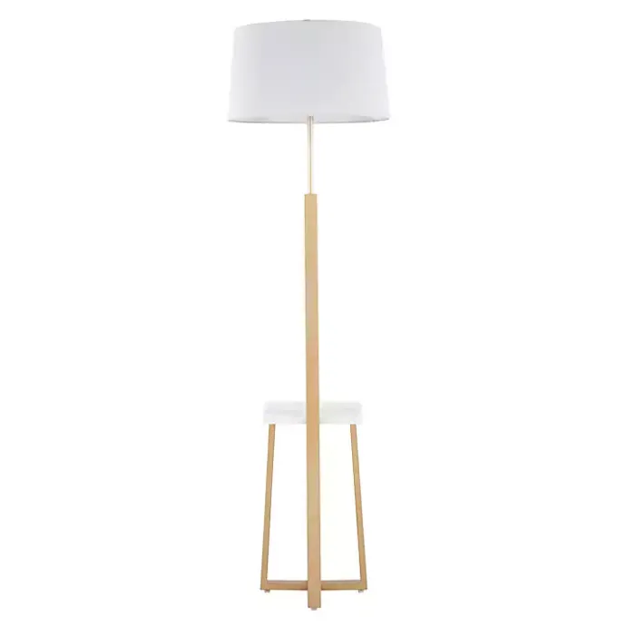 Online Kirklands Home Golden Triangle Marble Shelf Floor Lamp White