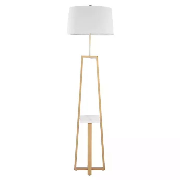 Online Kirklands Home Golden Triangle Marble Shelf Floor Lamp White