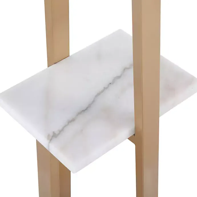 Online Kirklands Home Golden Triangle Marble Shelf Floor Lamp White