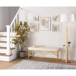 Online Kirklands Home Golden Triangle Marble Shelf Floor Lamp White