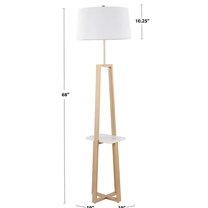 Online Kirklands Home Golden Triangle Marble Shelf Floor Lamp White