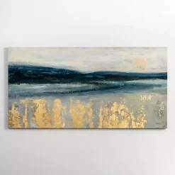 Discount Kirklands Home Golden Turquoise Abstract Canvas Wall Art