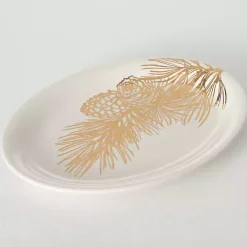 Kirklands Home Golden Winter Pine Branch Serving Platter
