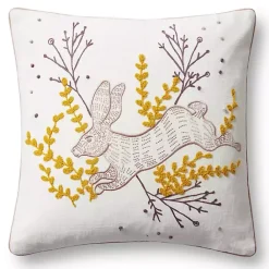 Hot Kirklands Home Goldenrod Bunny Embroidered Easter Throw Pillow