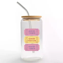 Outlet Kirklands Home Good Vibes Ticket Stub Glass Tumbler